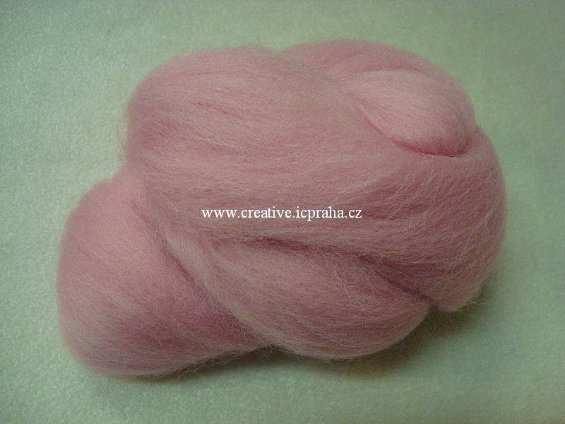 ovčí rouno Merino na plstění 20g - růžová světlá